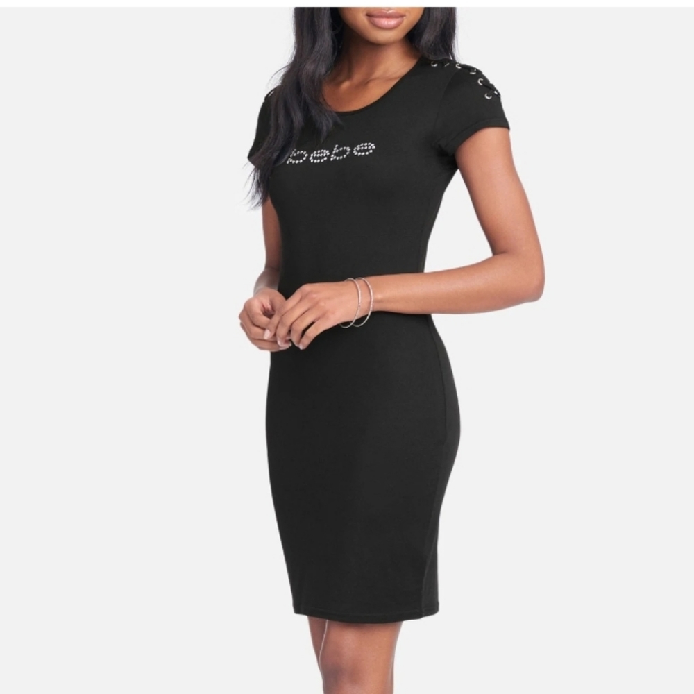 Bebe Logo Cross Shoulder Dress